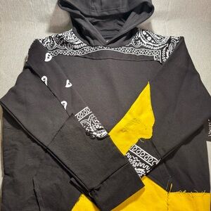 Jordan Craig Black Pullover Hoodie with White Bandana Accent